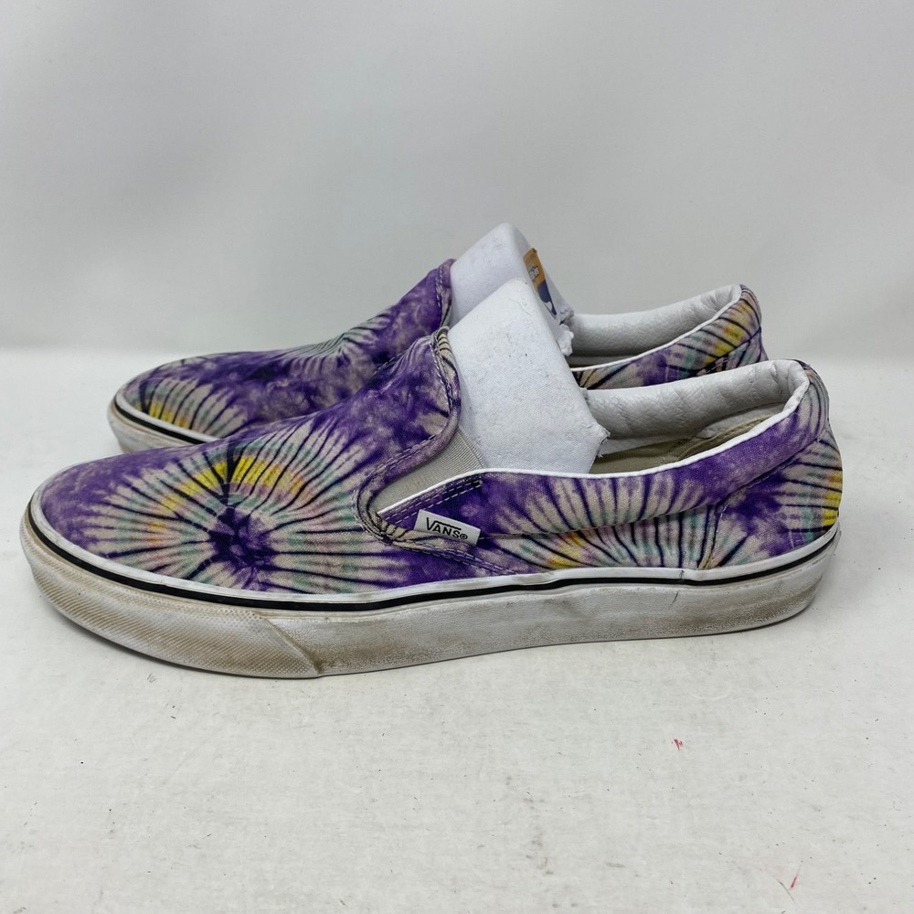 Vans Classic Slip-On Purple Tie Dye Skateboarding Sneakers Mens 11 721278